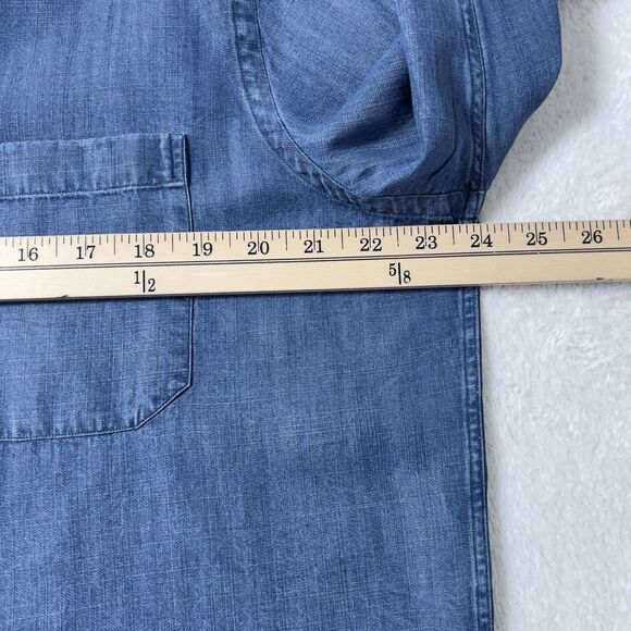 Hagen Carmel CA Chambray Denim Button Up Shirt Mens Sz L Blue Long Sleeve - Picture 8 of 10